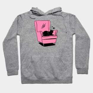 Naughty Black Cat in pink Hoodie